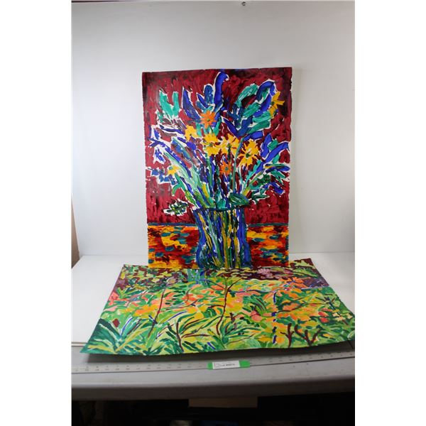 (2) Painted Artworks By Donna E. Crawford- Both 22'' x 30''