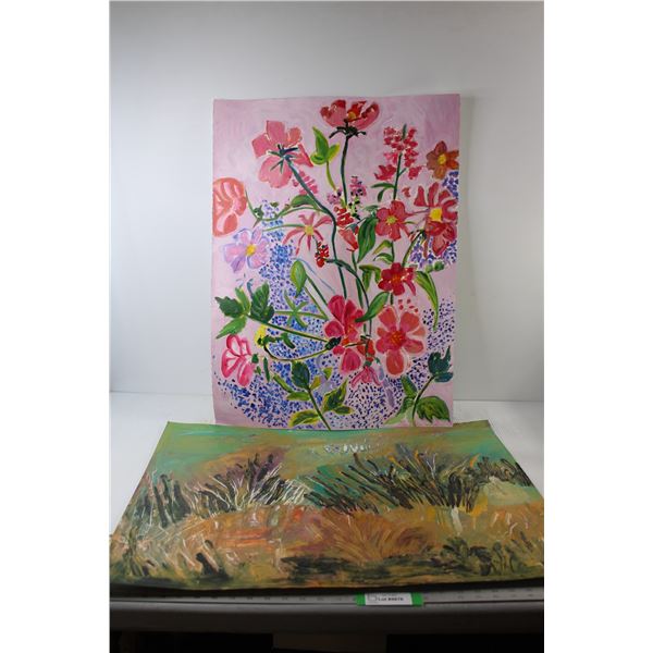 (2) Painted Artworks By Donna E. Crawford- Both 22'' x 30''