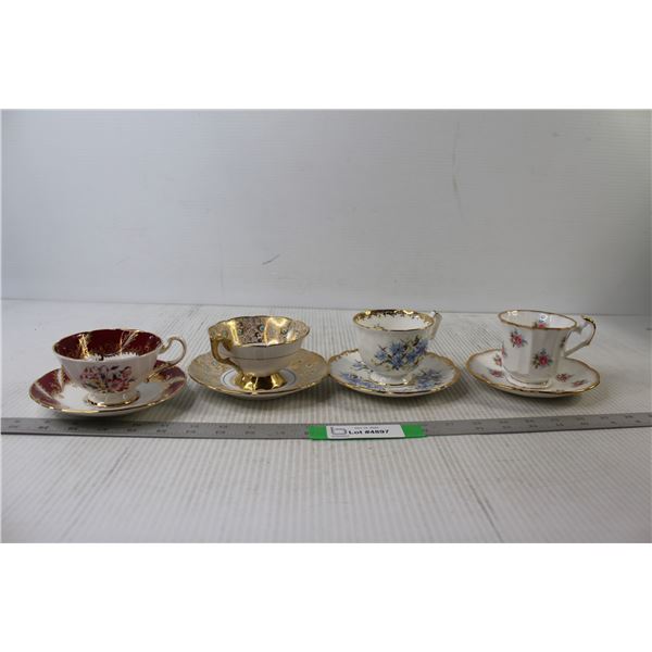 (4) China Cups and Saucers - Paragon, Royal Stafford, C+S