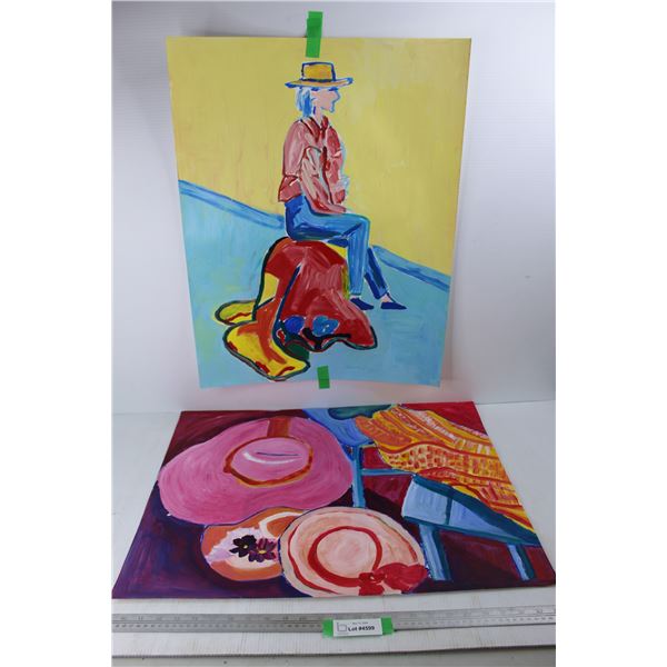 (2) Paintings/ Drawings By Donna E. Crawford- Both 22'' x 30''