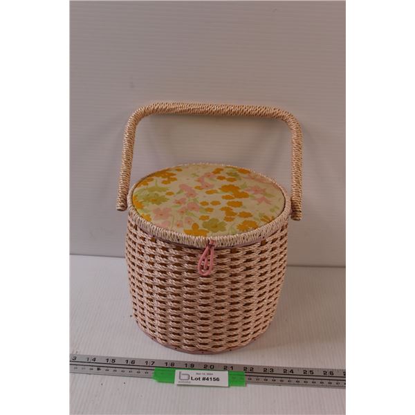 Wicker Sewing Basket w/ Built in Pin Cushion