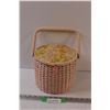 Image 1 : Wicker Sewing Basket w/ Built in Pin Cushion
