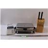 Image 1 : Vintage Waffle Maker, Knife Block w/Two Knives, Calculator - as is