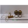 Image 1 : (2) Brass Candle Holders - Wall Mount & Wall Mount Lamp - Needs Bulb, as is