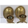 Image 3 : (2) Brass Candle Holders - Wall Mount & Wall Mount Lamp - Needs Bulb, as is