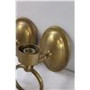 Image 4 : (2) Brass Candle Holders - Wall Mount & Wall Mount Lamp - Needs Bulb, as is