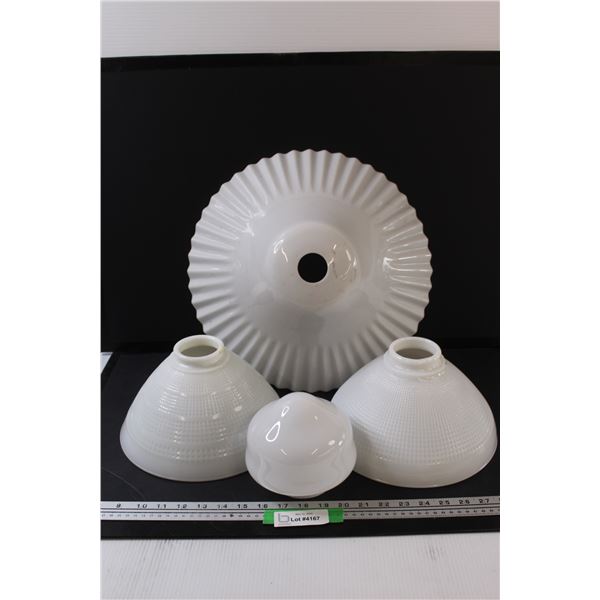 (3) Glass Shades & Large Plastic Lamp Shade - Assorted Sizes