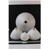 Image 1 : (3) Glass Shades & Large Plastic Lamp Shade - Assorted Sizes