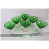 Image 1 : (6) Green Glass w/ Clear Bases Sherbet or Cocktail Glasses
