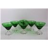 Image 2 : (6) Green Glass w/ Clear Bases Sherbet or Cocktail Glasses