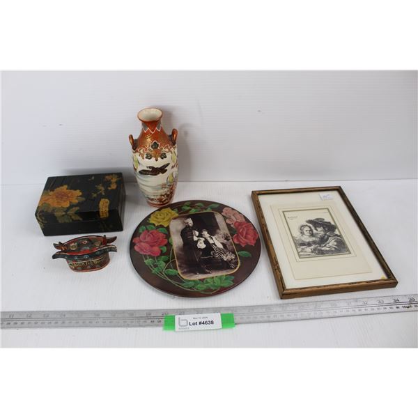 Various Asian Themed Ornaments, Rembrandt Self Portrait Print- 7.5'' x 10'' , Misc.