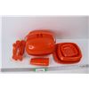 Image 1 : Vintage Orange Plastic Picnic Set- As is