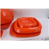 Image 2 : Vintage Orange Plastic Picnic Set- As is
