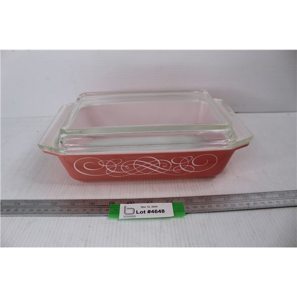 Vintage Pink Scroll Pyrex Casserole Dish w/ Lid