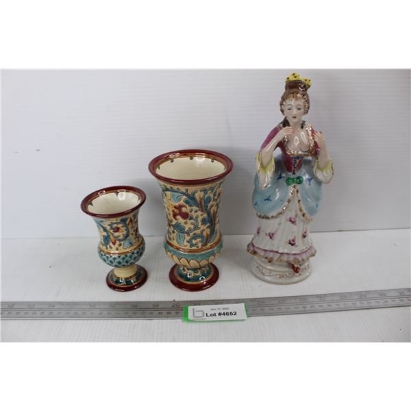 Made In Occupied Japan Ceramic Ornament, (2) Goblet Like Vases