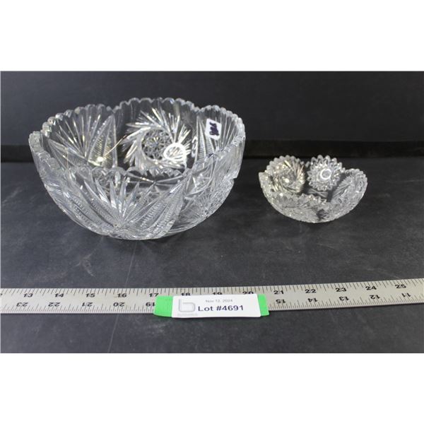 (2) Crystal Bowls - 8" Dia & 4.5" Dia