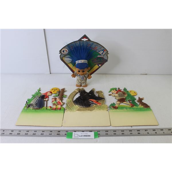 Toronto Blue Jays 1992 World Series Troll Doll, (3) Storybook Wall Art - Cardboard
