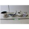 Image 1 : Fine China "Alice In Wonderland" Cream & Sugar Set, Ceramic Gravy Boat, Denby Small Pitcher