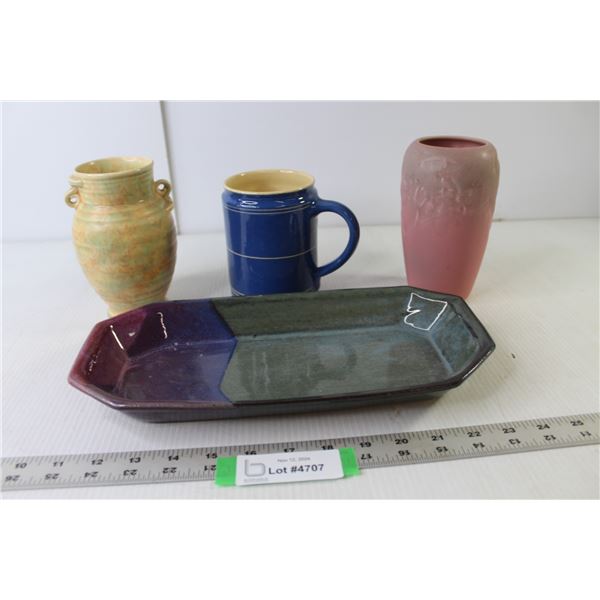 Variety Ceramics (2 Vases, Coffee Mug, Serving Dish)