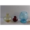 Image 2 : Amber and Turquoise Glass Vases, Red Glass Pitcher and a Ceramic Polar Bear