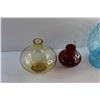 Image 4 : Amber and Turquoise Glass Vases, Red Glass Pitcher and a Ceramic Polar Bear