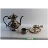 Image 1 : Silver Candle Holder, Tea Pot and a Cup