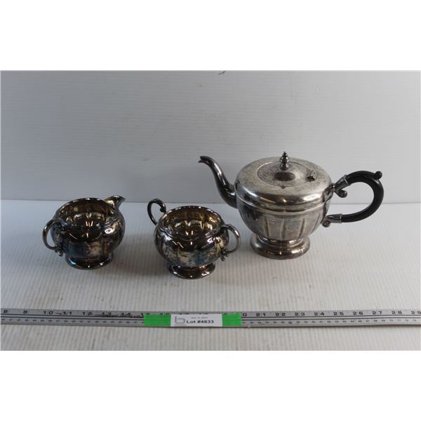 Silver Tea Pot and Cream & Sugar Set