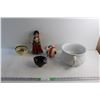 Image 1 : Chamber Pot, Mexican Doll, Bowl, Gravy Boat and a Piggy Bank