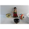 Image 2 : Chamber Pot, Mexican Doll, Bowl, Gravy Boat and a Piggy Bank