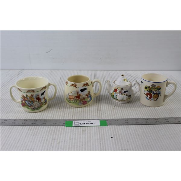 (3) China Cups - Bunnykins and Uncle Wiggly, Cream Cup