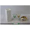 Image 1 : Ash Tray, (2) Liquor Glasses, Milk Glass Vase