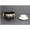 Image 1 : Shelley England Cup and Saucer, Purple Glass and Gold Centrepiece Bowl