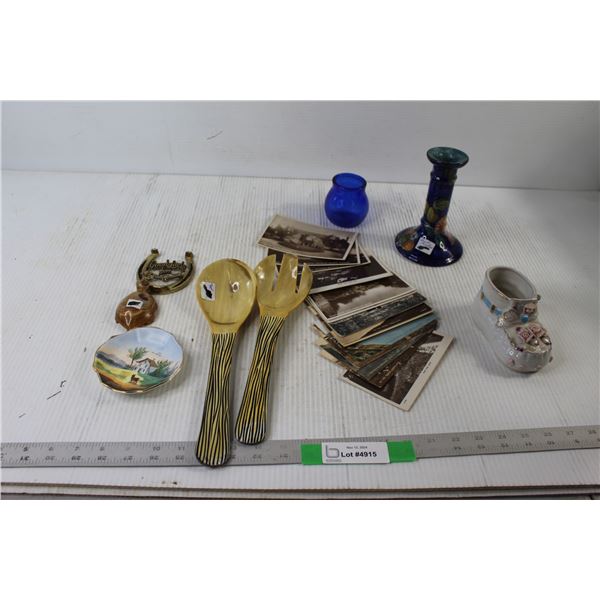 Postcards, Candle Holder, Salad Spoons, Saucer, Turtle, Disneyland Horseshoe