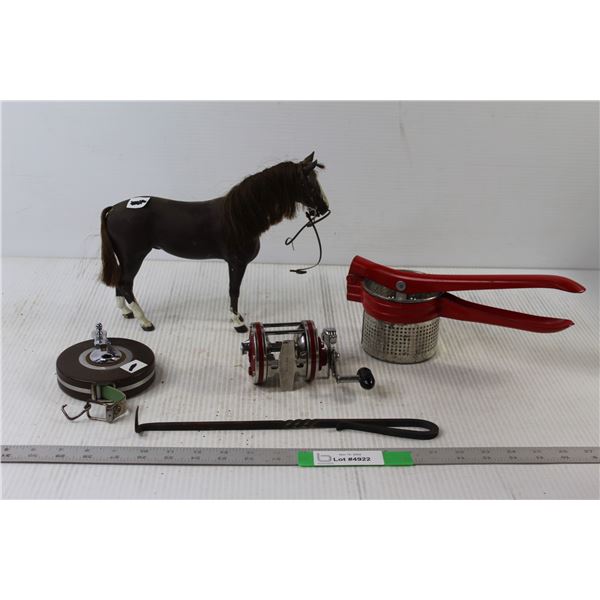 Measuring Tape, Toy Horse, Squeezer, Fireplace Tool, Fishing Reel