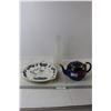 Image 1 : Kerosene Lamp Chimney, Blue Delft Tray/Plate, Blue betty Teapot