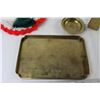 Image 2 : Brass Tray, Brass Ash Tray, teacup, Alarm Clock - As Is, Elephant Decoration, Pin Cushion
