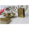 Image 3 : Brass Tray, Brass Ash Tray, teacup, Alarm Clock - As Is, Elephant Decoration, Pin Cushion