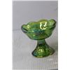 Image 2 : Pink Depression Glass Bowl, (2) Green Carnival Glass Candle Holders