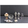 Image 2 : Miniature Vase, Silver Salt & Pepper Shakers, Miniature Glass Bottle and a Lighter