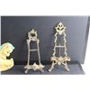 Image 2 : Wooden Deer Figure, Rocking Pony and a (2) Brass Plate Stands