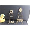 Image 7 : Wooden Deer Figure, Rocking Pony and a (2) Brass Plate Stands