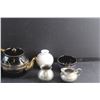 Image 2 : Black Ceramic Tea Pot and Cream & Sugar Set, Vase and Metal Cream & Sugar Set