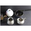 Image 5 : Black Ceramic Tea Pot and Cream & Sugar Set, Vase and Metal Cream & Sugar Set