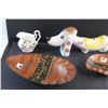Image 4 : Ceramic Dog Piggy Bank, Creamer, Jewelry Box and Serving Trays