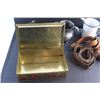 Image 10 : Butter Dish, Vase, (3) Leather Belts, Measuring Enamel Cup and a Jewelry Box