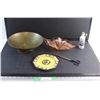Image 1 : Brass Bowl, Wedgwood Ceramic Plate, Scissors, Depression Glass Dish and a Curacao Cocobolo Distiller