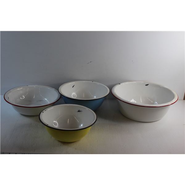 (4) Enamel Bowls