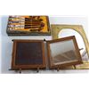 Image 4 : Brass Framed Mirror, Chopsticks Set and Folding Dresser Mirror