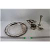Image 1 : Silver Plated Tray, Candle Holder, Cream Pourer,