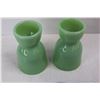Image 2 : (2) Vintage Fire King Jadeite Egg Cups, (3) Vintage Pyrex Blue Delphite Plates